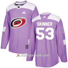 Män Ishockey Carolina Hurricanes Tröja Jeff Skinner 53 Adidas 2017-2018 Lila Fights Cancer Practice Authentic